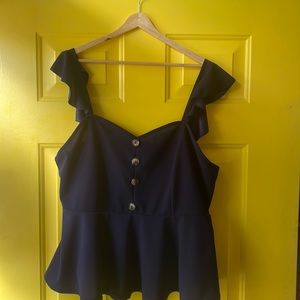 NWOT SHEIN navy peplum top